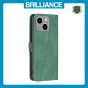 Brilliance LUX iPhone 15 Plus Flip PU Leather Retro Business linear Wallet with Card Pockets Case Green