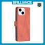 Brilliance LUX iPhone 15 Flip PU Leather Retro Business linear Wallet with Card Pockets Case Brown