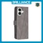 Brilliance LUX iPhone 16 Flip PU Leather Retro Business linear Wallet with Card Pockets Case Grey