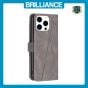 Brilliance LUX iPhone 16 Pro Flip PU Leather Retro Business linear Wallet with Card Pockets Case Grey