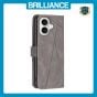 Brilliance LUX iPhone 16 Plus Flip PU Leather Retro Business linear Wallet with Card Pockets Case Grey