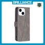 Brilliance LUX iPhone 15 Flip PU Leather Retro Business linear Wallet with Card Pockets Case Grey