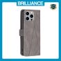 Brilliance LUX iPhone 15 Pro Max Flip PU Leather Retro Business linear Wallet with Card Pockets Case Grey