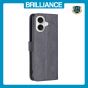 Brilliance LUX iPhone 16 Flip PU Leather Retro Business linear Wallet with Card Pockets Case Black