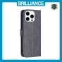 Brilliance LUX iPhone 16 Pro Flip PU Leather Retro Business linear Wallet with Card Pockets Case Black