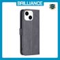 Brilliance LUX iPhone 15 Flip PU Leather Retro Business linear Wallet with Card Pockets Case Black