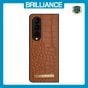 Brilliance LUX Samsung Fold4 Flip PC Business Crocodile Leather Case Brown