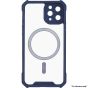 Brilliance LUX for Iphone 12 Cow horn shell with CD lens film (electroplated button+dual color glass film) Case Blue