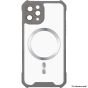 Brilliance LUX for Iphone 12 Cow horn shell with CD lens film (electroplated button+dual color glass film) Case Gray