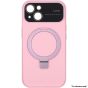 Brilliance LUX for Samsung S24 Large glass window + Lotus Leaf Bracket Solid Color Case Pink