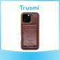 TRUSMI iPhone 15 Magnetic Cowhide Leather Case with Card Slot Wallet Dark Brown