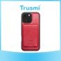 TRUSMI iPhone 16 Plus Magnetic Cowhide Leather Case with Card Slot Wallet Red