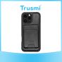 TRUSMI iPhone 16 Plus Magnetic Cowhide Leather Case with Card Slot Wallet Black