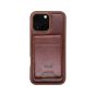 TRUSMI iPhone 16 Pro Max Magnetic Cowhide Leather Case with Card Slot Wallet Dark Brown