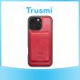 TRUSMI iPhone 14 Pro Max Magnetic Cowhide Leather Case with Card Slot Wallet Red