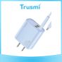TRUSMI 20W Blue Dual Type C & USB Power Adapter w/ Type C to Type C Cable