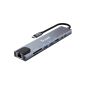 TRUSMI DS01-02 USB C Hub 100W – HDMI, RJ45, USB 3.0×2, Type-C×2, SD/TF Card Reader Adapter
