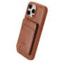 TRUSMI iPhone 16 Pro Max Magnetic Cowhide Leather Case with Card Slot Wallet Light Brown