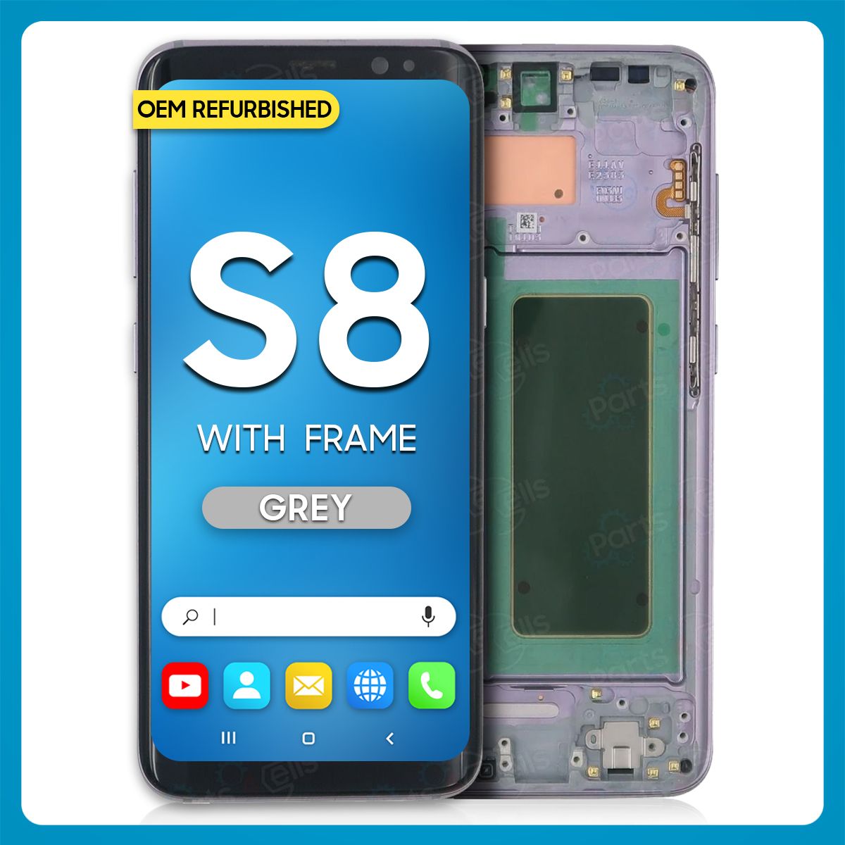 Samsung S8 LCD With Touch + Frame Grey (Refurbished)