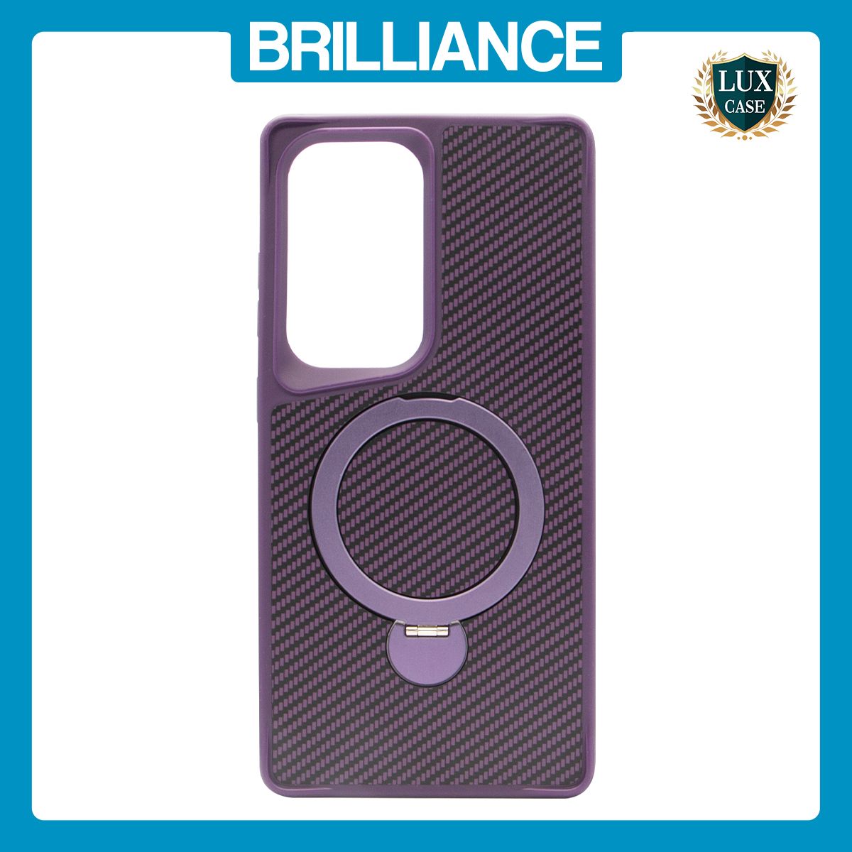Brilliance LUX iPhone S25 ultra 360° Rotating Magnetic Metal Bracket Carbon Fiber Pattern Matte PC+TPU Phone case Purple