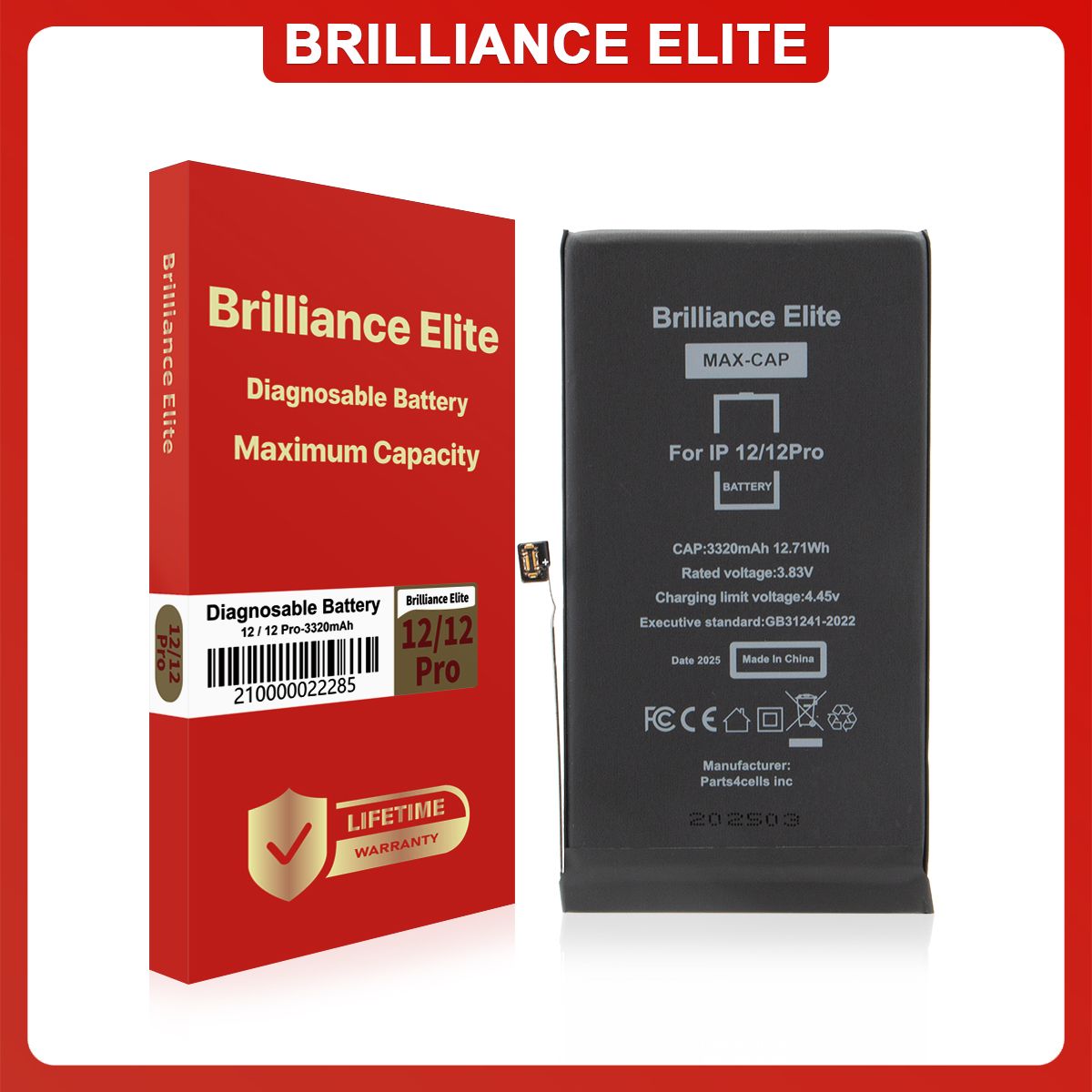 Brilliance Elite iPhone 12 / 12 Pro Diagnosable Battery (3320mAh)