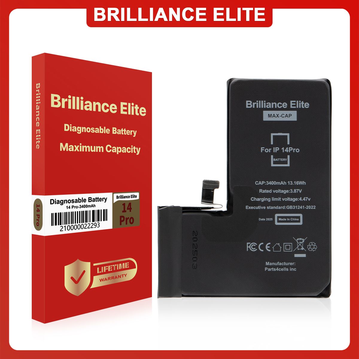 Brilliance Elite iPhone 14 Pro Diagnosable Battery (3400mAh)