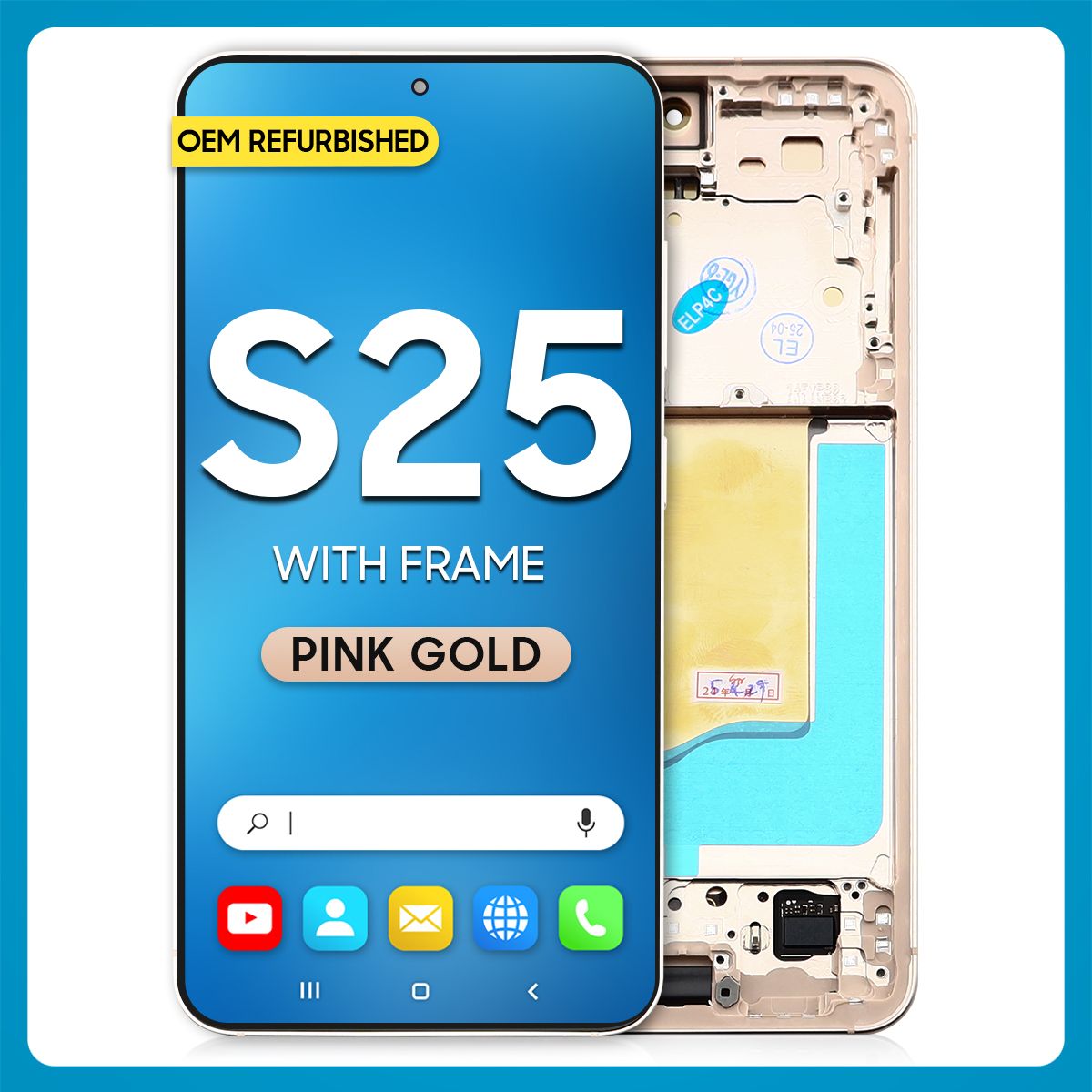 Samsung S25 LCD with Touch + Frame Pink Gold Refurbished