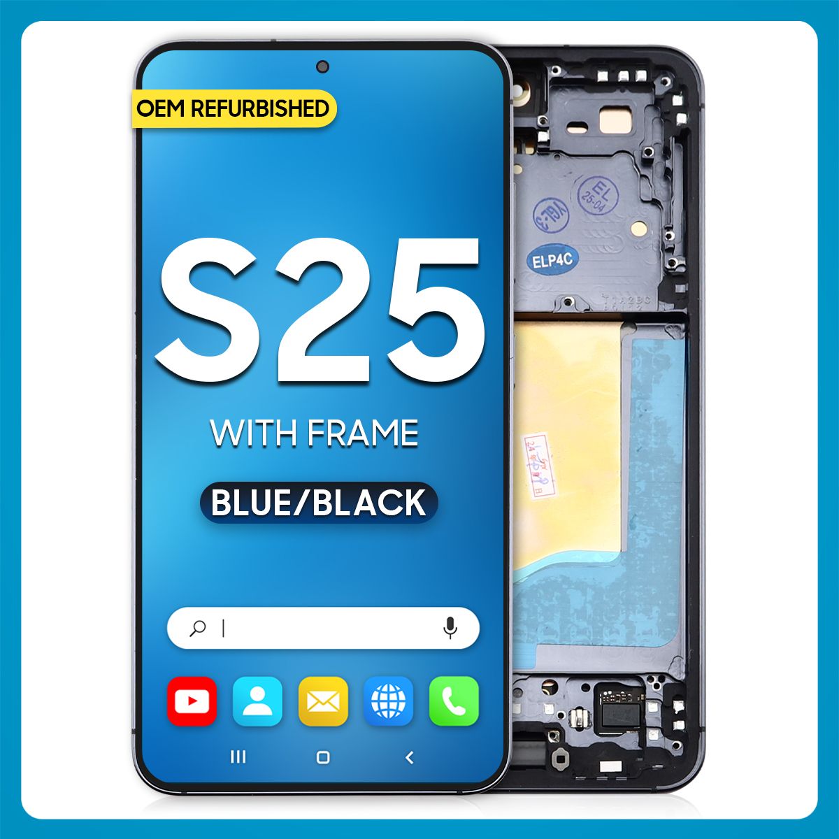 Samsung S25 LCD with Touch + Frame Blue Black Refurbished
