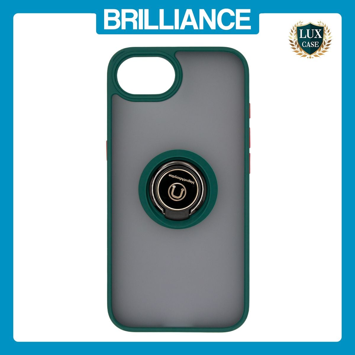 Brilliance LUX iPhone 16E Hybrid Shell Anti-shock Ring Kickstand TPU Matte Case Dark Green