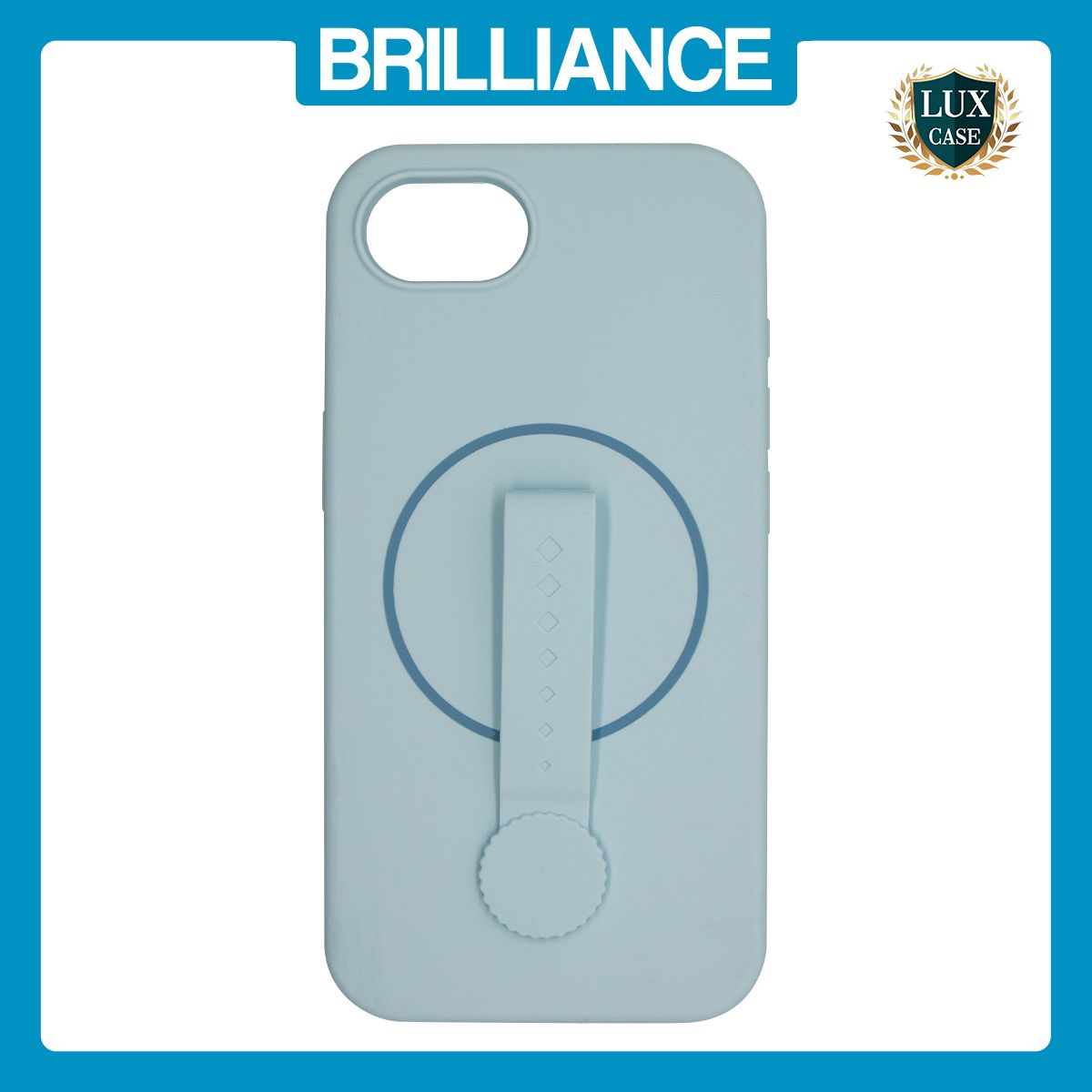 Brilliance LUX iPhone 16E Silicone with BackSide 360° Rotating Wrist Strap Magnetic Phone Case Sky Blue