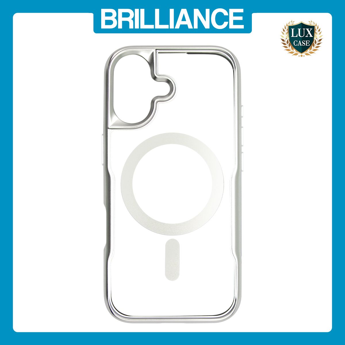 Brilliance LUX iPhone 17 Chrome-Plated Magnetic Clear TPU + Acrylic Phone Case Silver Titanium