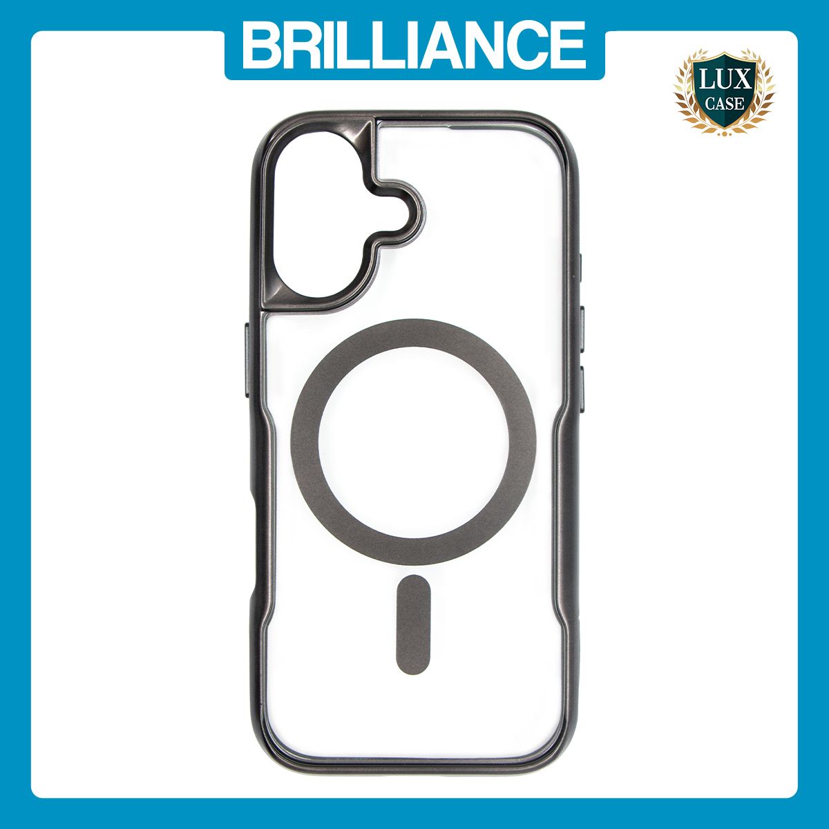 Brilliance LUX iPhone 17 Chrome-Plated Magnetic Clear TPU + Acrylic Phone Case Black Titanium