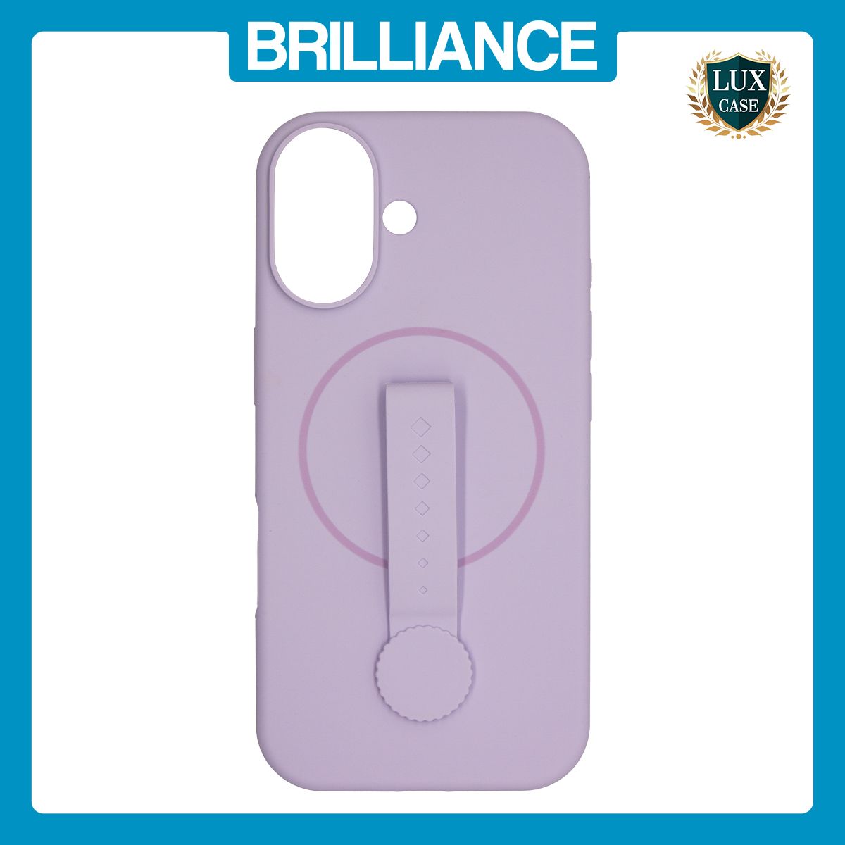Brilliance LUX iPhone 17 Silicone with BackSide 360° Rotating Wrist Strap Magnetic Phone Case Purple