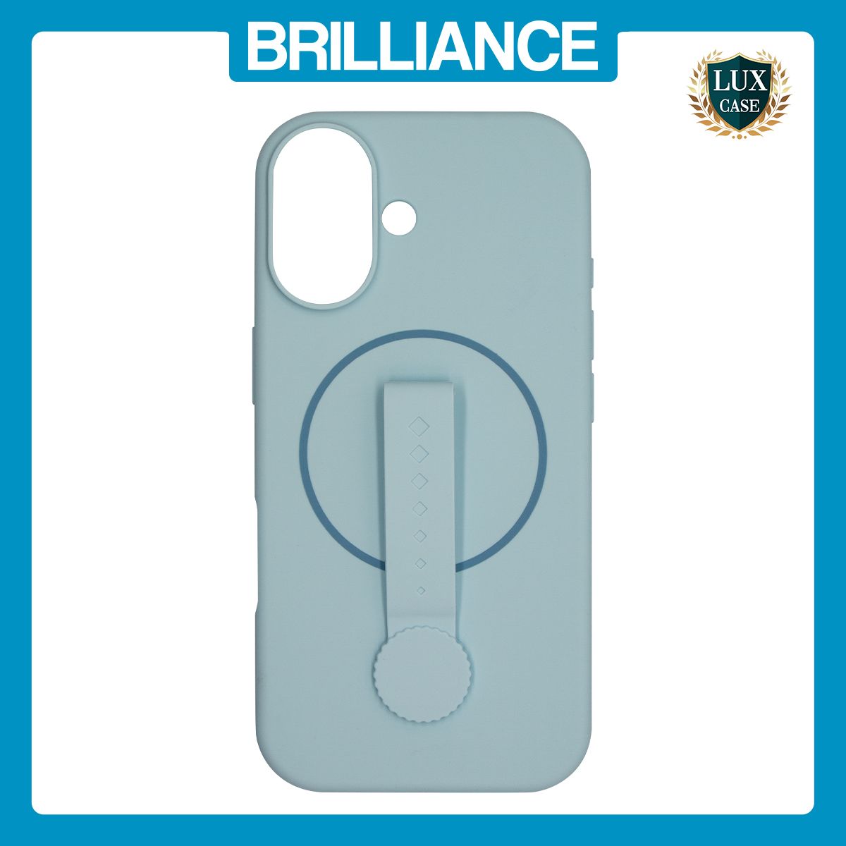 Brilliance LUX iPhone 17 Silicone with BackSide 360° Rotating Wrist Strap Magnetic Phone Case Sky Blue