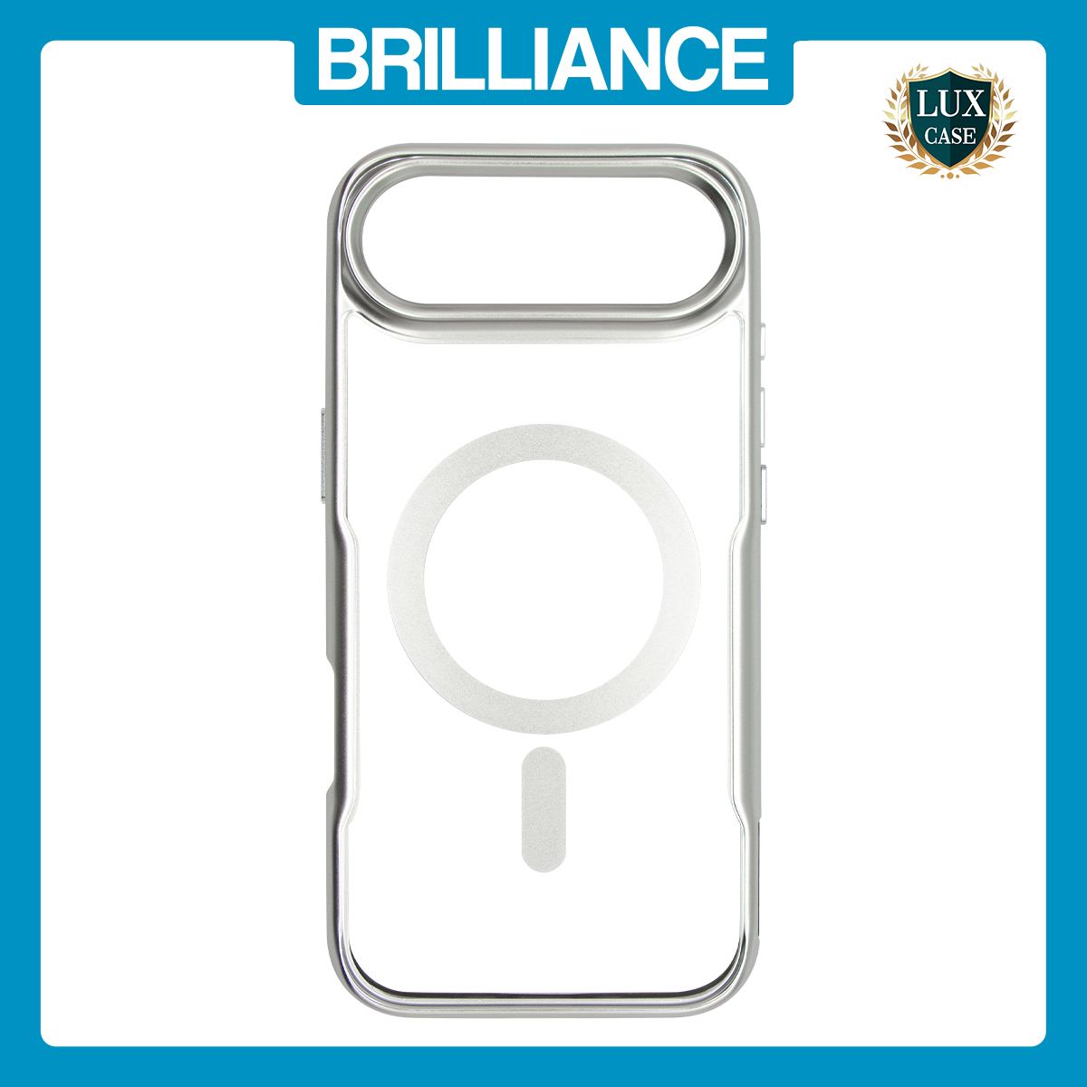 Brilliance LUX iPhone 17 Air Chrome-Plated Magnetic Clear TPU + Acrylic Phone Case Silver Titanium