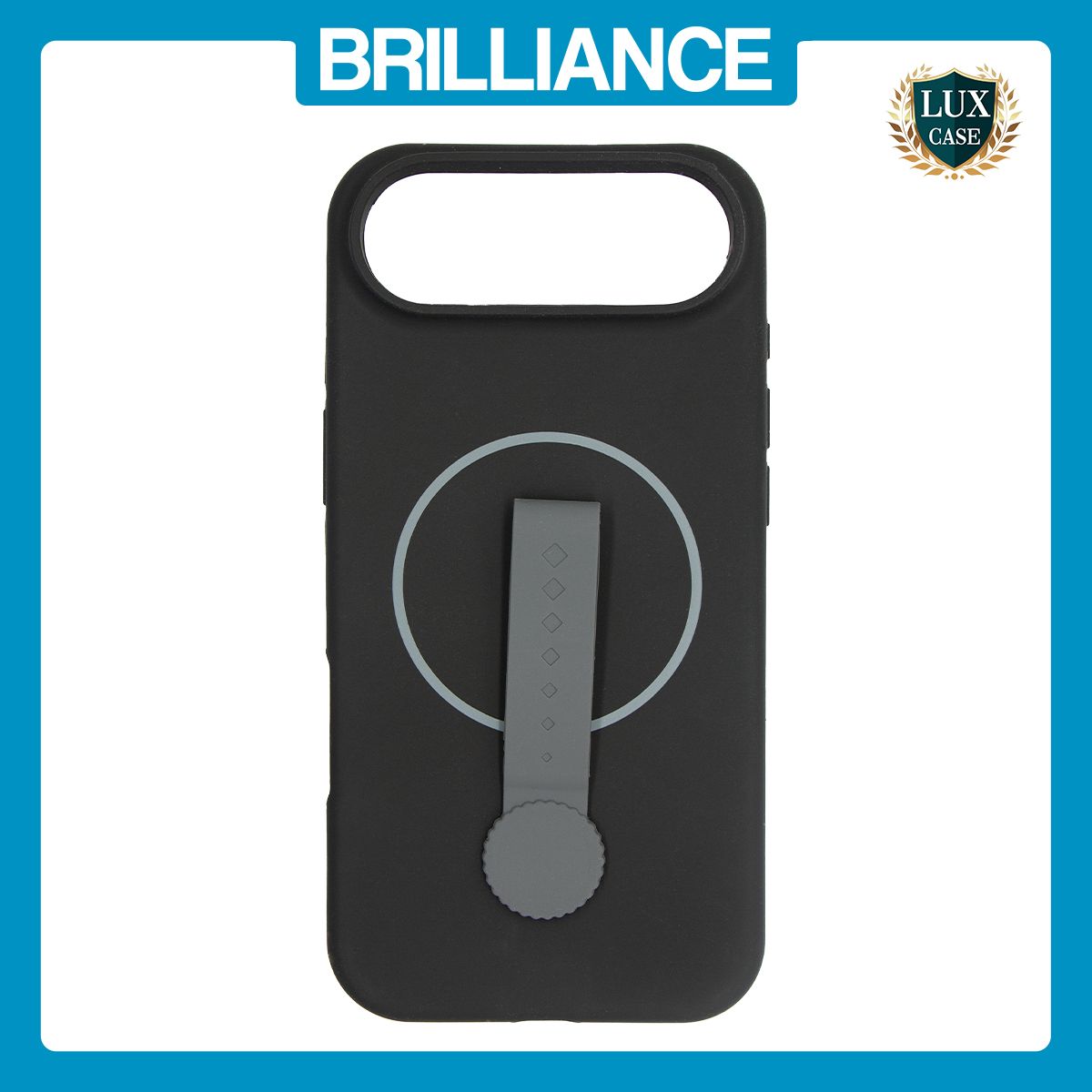 Brilliance LUX iPhone 17 Air Silicone with BackSide 360° Rotating Wrist Strap Magnetic Phone Case Black
