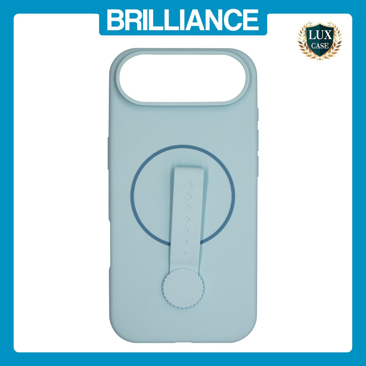 Brilliance LUX iPhone 17 Air Silicone with BackSide 360° Rotating Wrist Strap Magnetic Phone Case Sky Blue