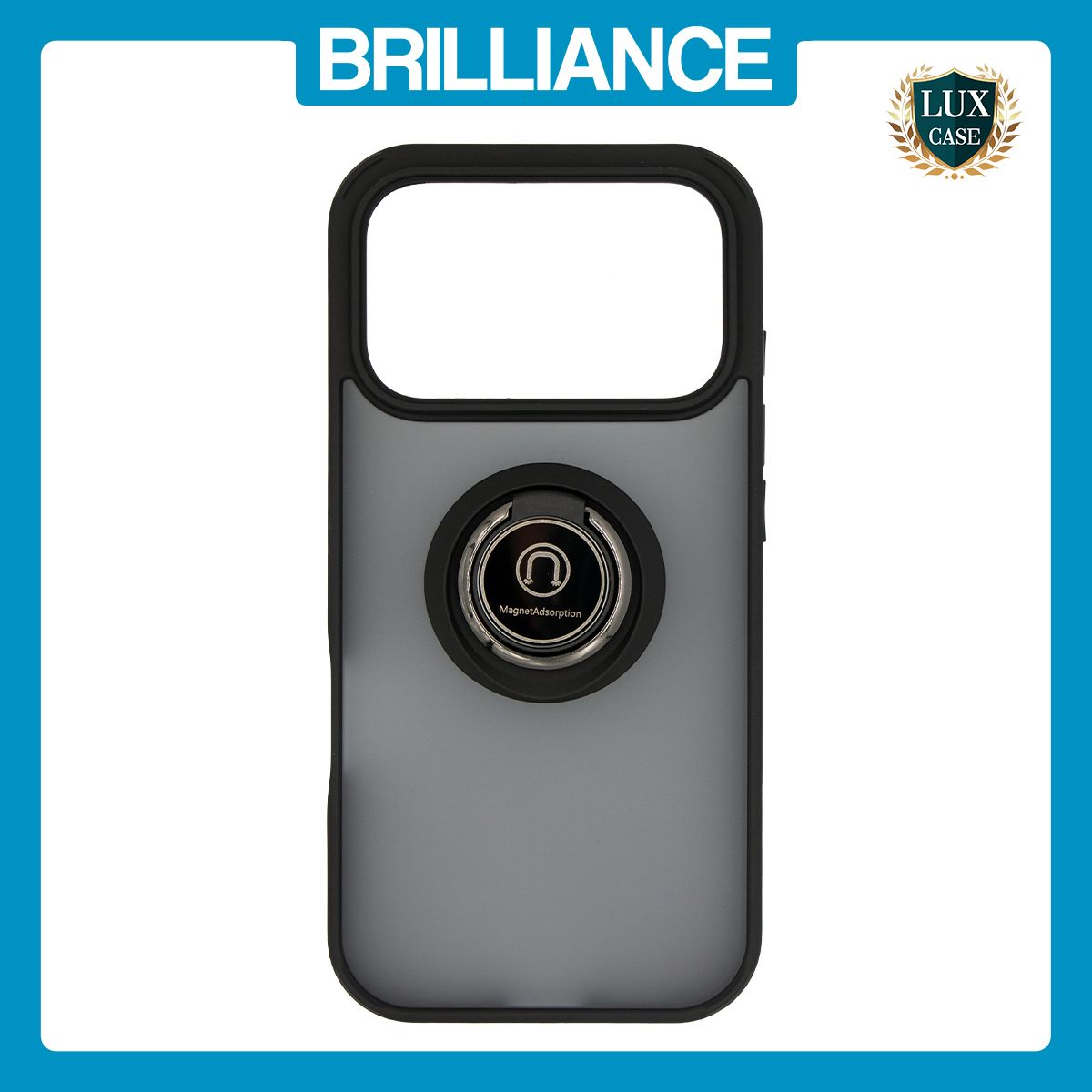 Brilliance LUX iPhone 17 Pro Hybrid Shell Anti-shock Ring Kickstand TPU Matte Case Black