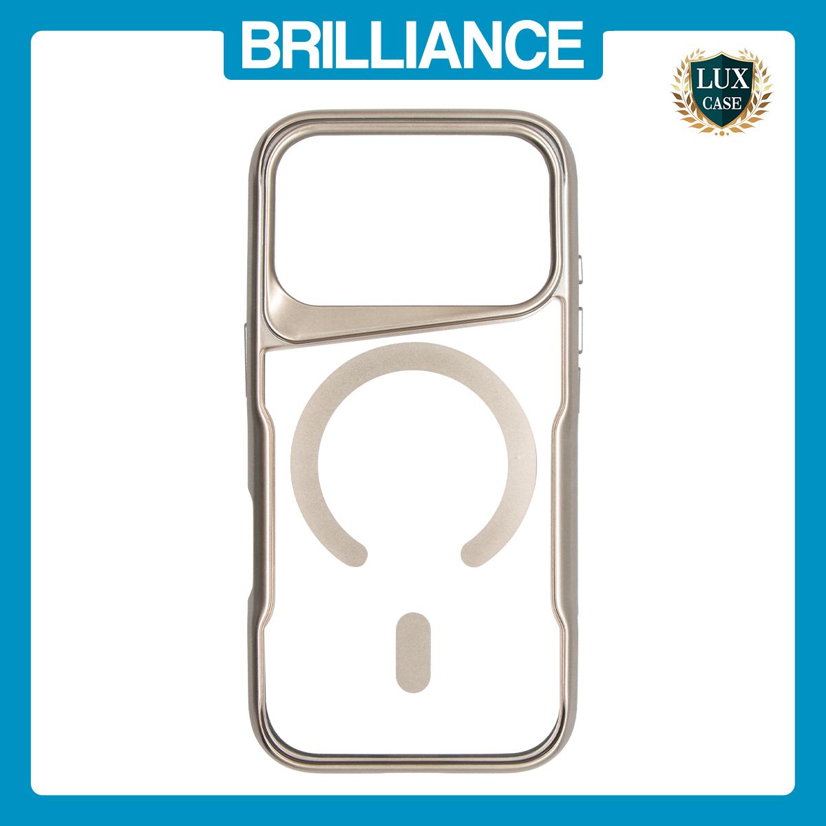 Brilliance LUX iPhone 17 Pro Chrome-Plated Magnetic Clear TPU + Acrylic Phone Case Gray Titanium