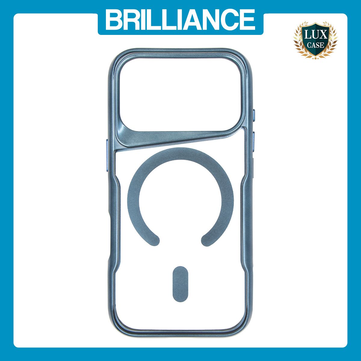 Brilliance LUX iPhone 17 Pro Chrome-Plated Magnetic Clear TPU + Acrylic Phone Case Blue Titanium