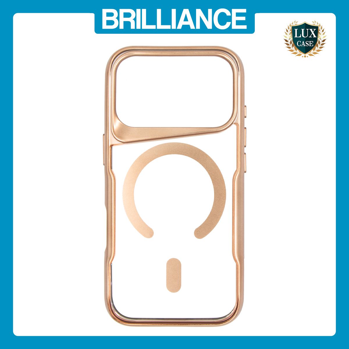 Brilliance LUX iPhone 17 Pro Chrome-Plated Magnetic Clear TPU + Acrylic Phone Case Gold Titanium
