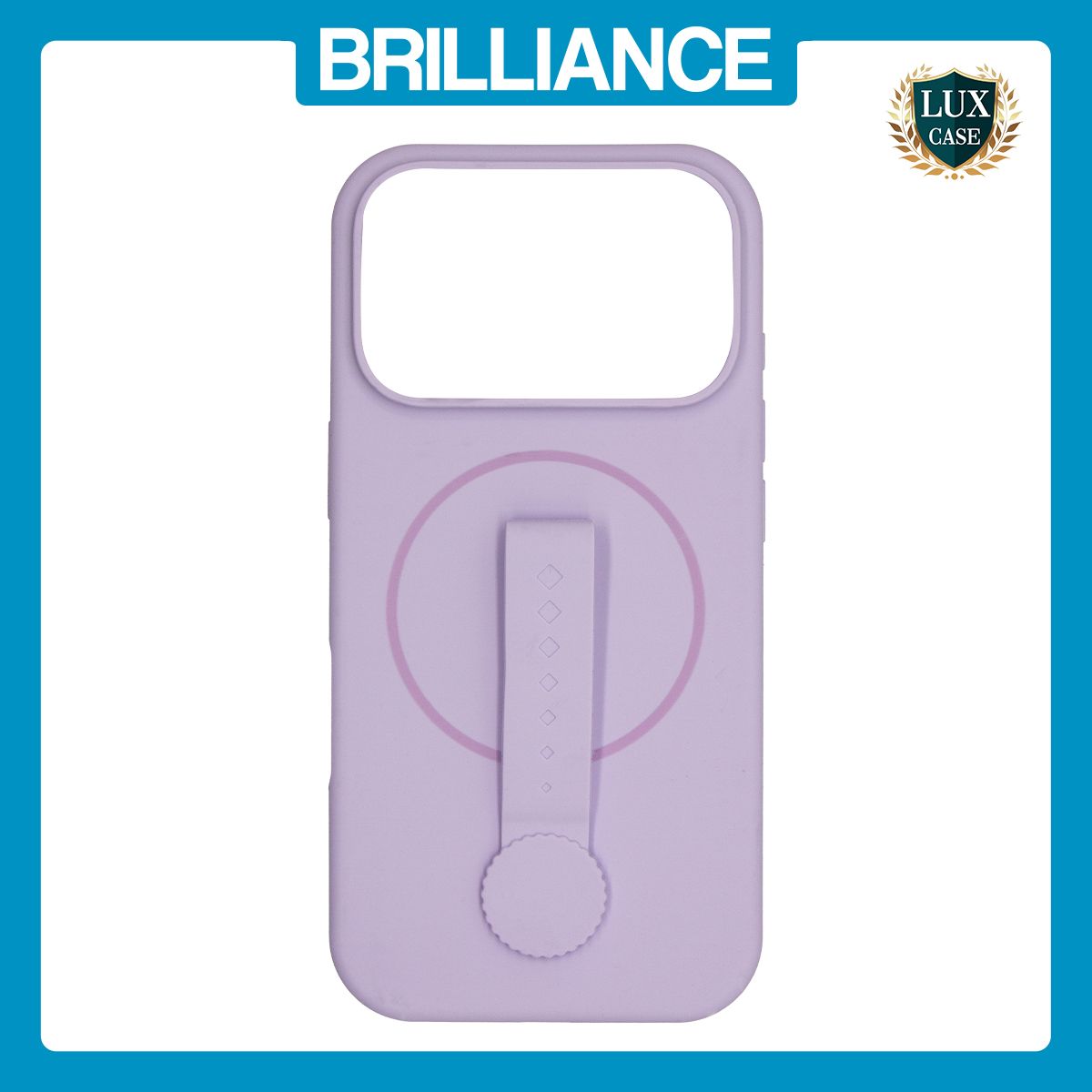 Brilliance LUX iPhone 17 Pro Silicone with BackSide 360° Rotating Wrist Strap Magnetic Phone Case Purple