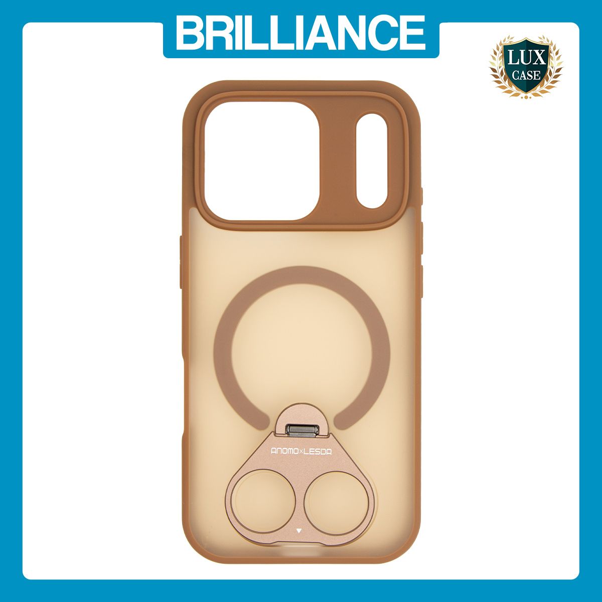 Brilliance LUX iPhone 17 Pro Anti-shock Magnetic Matte Clear TPU + Acrylic Kickstand Phone Case Gold