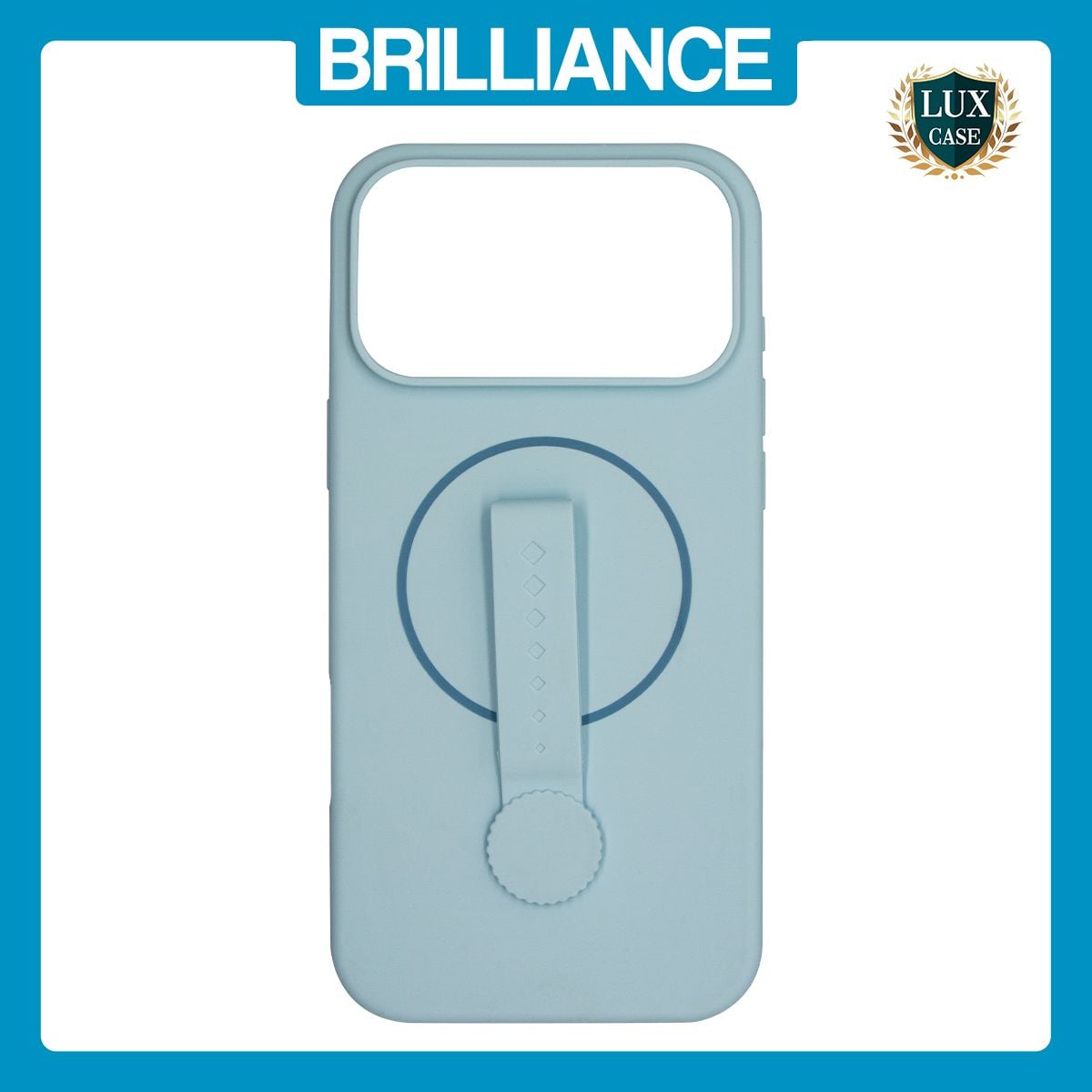 Brilliance LUX iPhone 17 Pro Max Silicone with BackSide 360° Rotating Wrist Strap Magnetic Phone Case Sky Blue