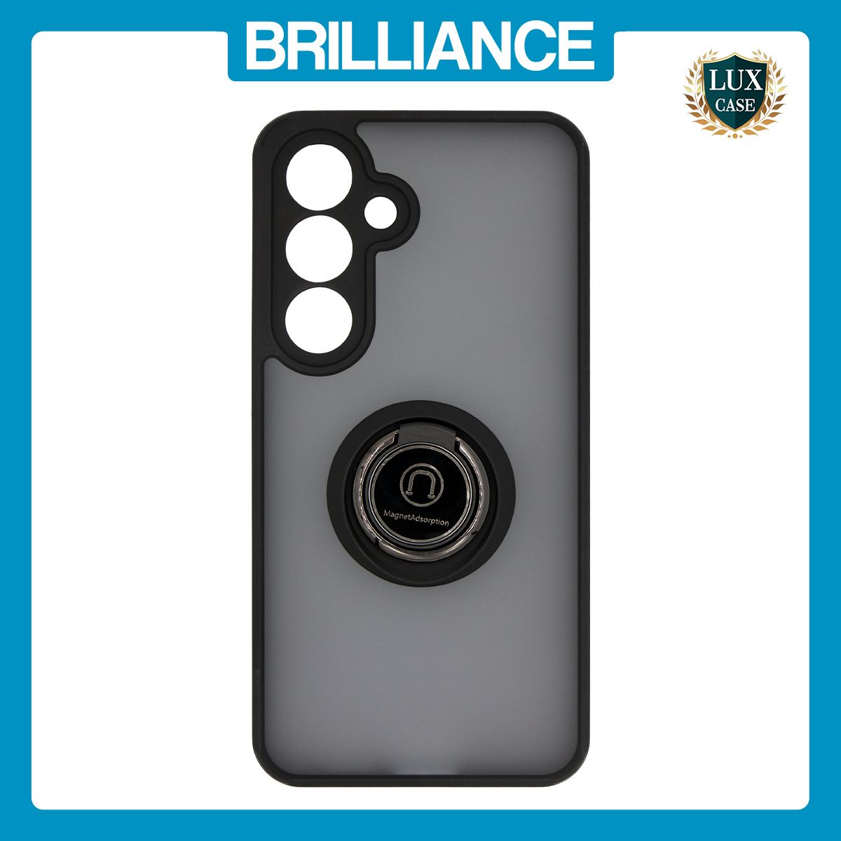 Brilliance LUX Samsung S25 Hybrid Shell Anti-shock Ring Kickstand TPU Matte Case Black