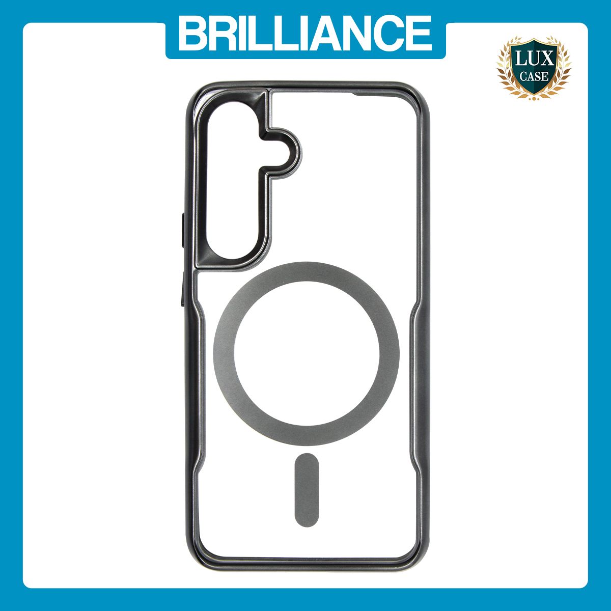 Brilliance LUX Samsung S25 Chrome-Plated Magnetic Clear TPU + Acrylic Phone Case Black Titanium