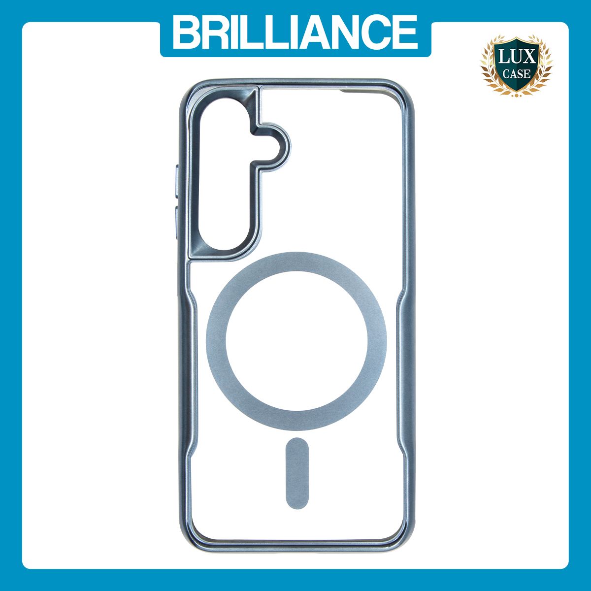 Brilliance LUX Samsung S25 Chrome-Plated Magnetic Clear TPU + Acrylic Phone Case Blue Titanium