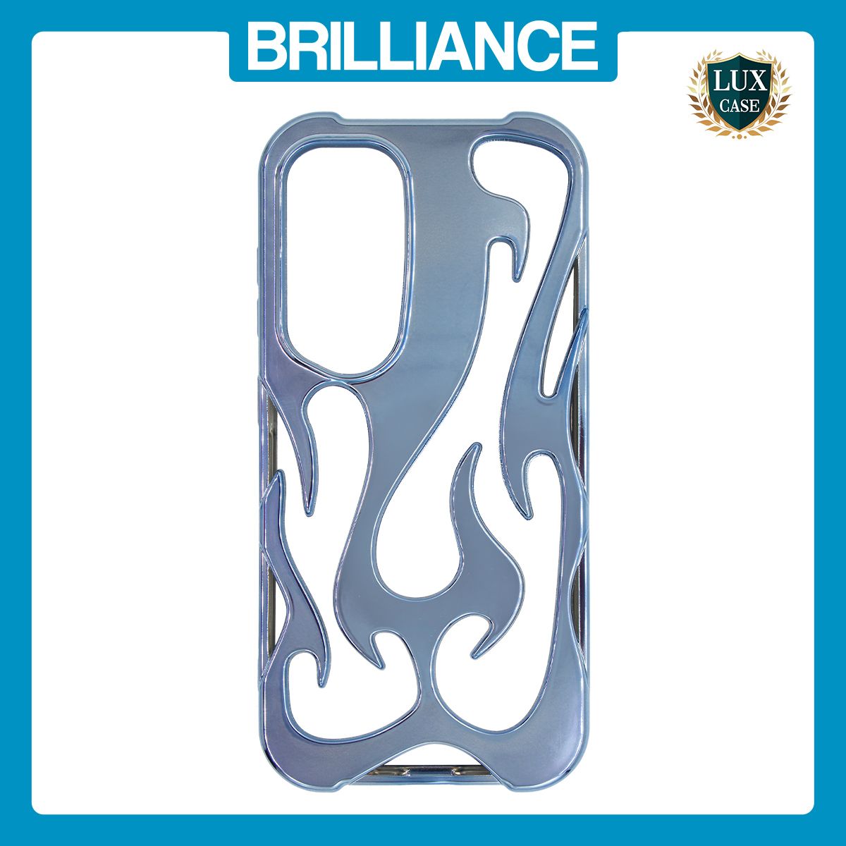 Brilliance LUX Samsung S25 Flame Design Soft TPU Chrome-Plated Openwork Phone Case Blue