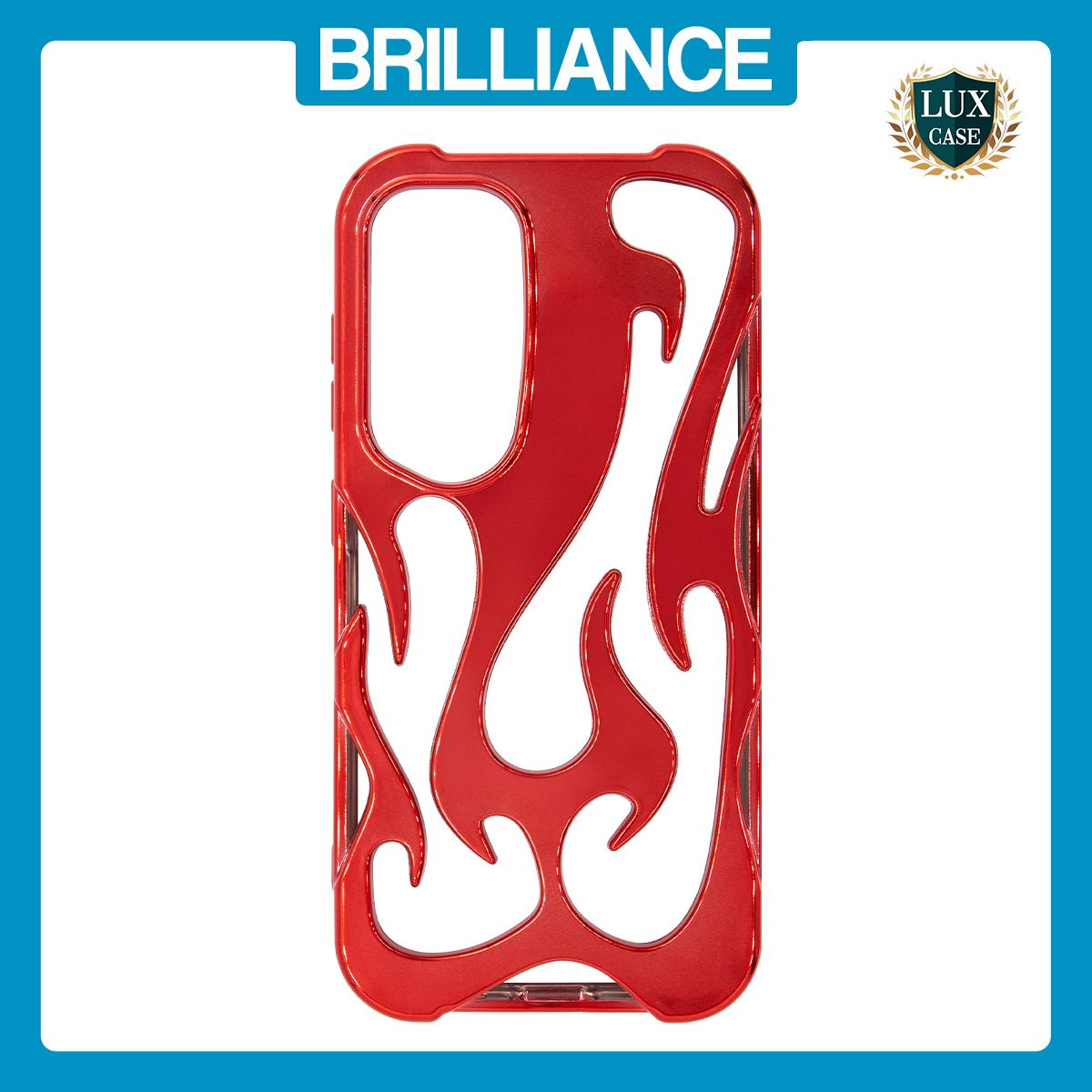 Brilliance LUX Samsung S25 Flame Design Soft TPU Chrome-Plated Openwork Phone Case Red