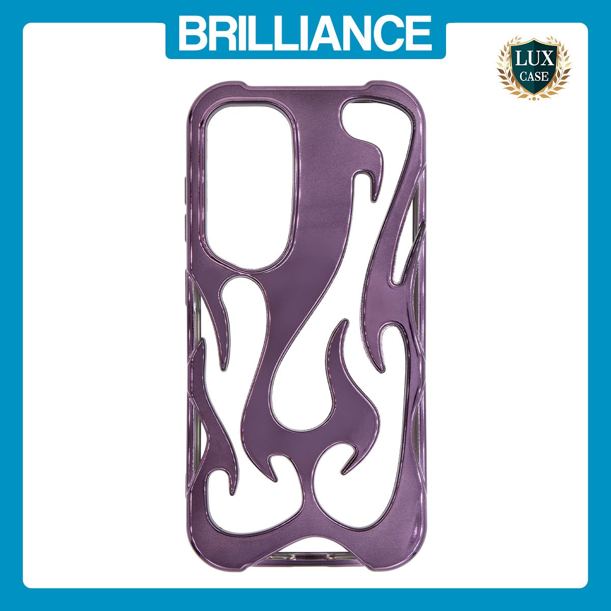 Brilliance LUX Samsung S25 Flame Design Soft TPU Chrome-Plated Openwork Phone Case Purple